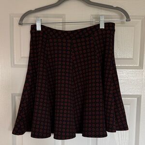 Navy and Red Pattern Skater Skirt